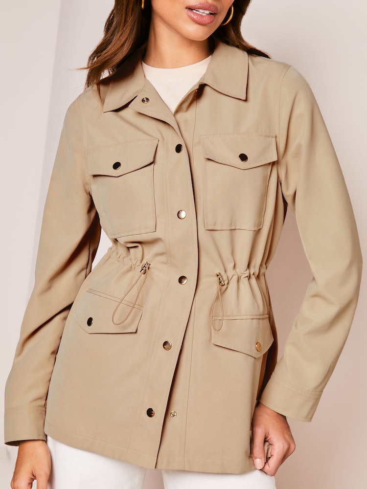 Lipsy Camel Utility Belted Jacket - Image 4 of 4