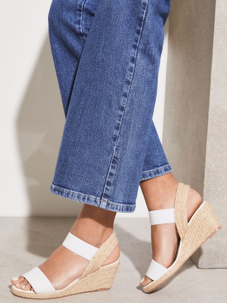 Lipsy White Regular Fit Elastic Low Wedge Espadrille Sandal - Image 1 of 4 Lipsy White Regular Fit Elastic Low Wedge Espadrille Sandal - Image 1 of 4