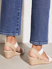 Lipsy White Regular Fit Elastic Low Wedge Espadrille Sandal - Image 4 of 4