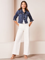 Lipsy Dark Blue Crop Denim Jacket - Image 3 of 4