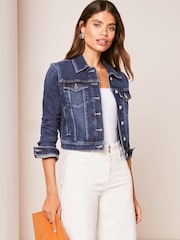 Lipsy Dark Blue Crop Denim Jacket - Image 4 of 4
