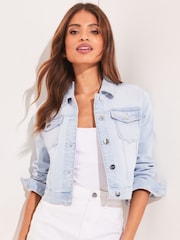 Lipsy Light Blue Crop Denim Jacket - Image 1 of 4