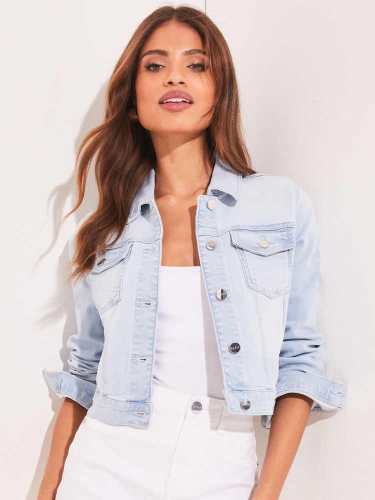 Lipsy Light Blue Crop Denim Jacket - Image 1 of 4