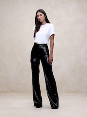 Banana Republic Black Dita Sequin Wide-Leg Trousers - Image 1 of 5