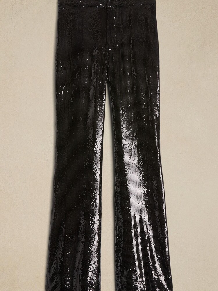 Banana Republic Black Dita Sequin Wide-Leg Trousers - Image 5 of 5