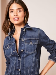 Lipsy Dark Blue Petite Classic Fitted Denim Jacket - Image 1 of 4