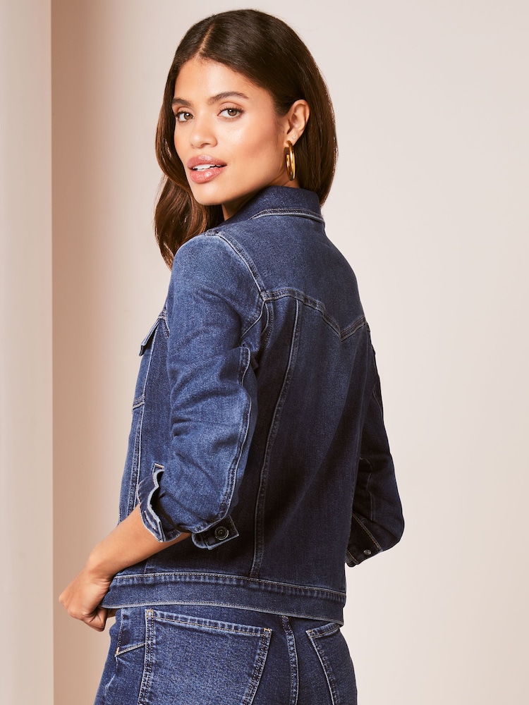 Lipsy Dark Blue Petite Classic Fitted Denim Jacket - Image 2 of 4