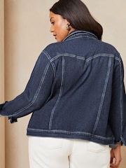 Lipsy Dark Blue Curve Classic Fitted Denim Jacket - Image 2 of 4