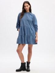Gap Denim Blue Tiered Mini Shirtdress - Image 1 of 5