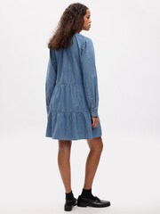 Gap Denim Blue Tiered Mini Shirtdress - Image 4 of 5