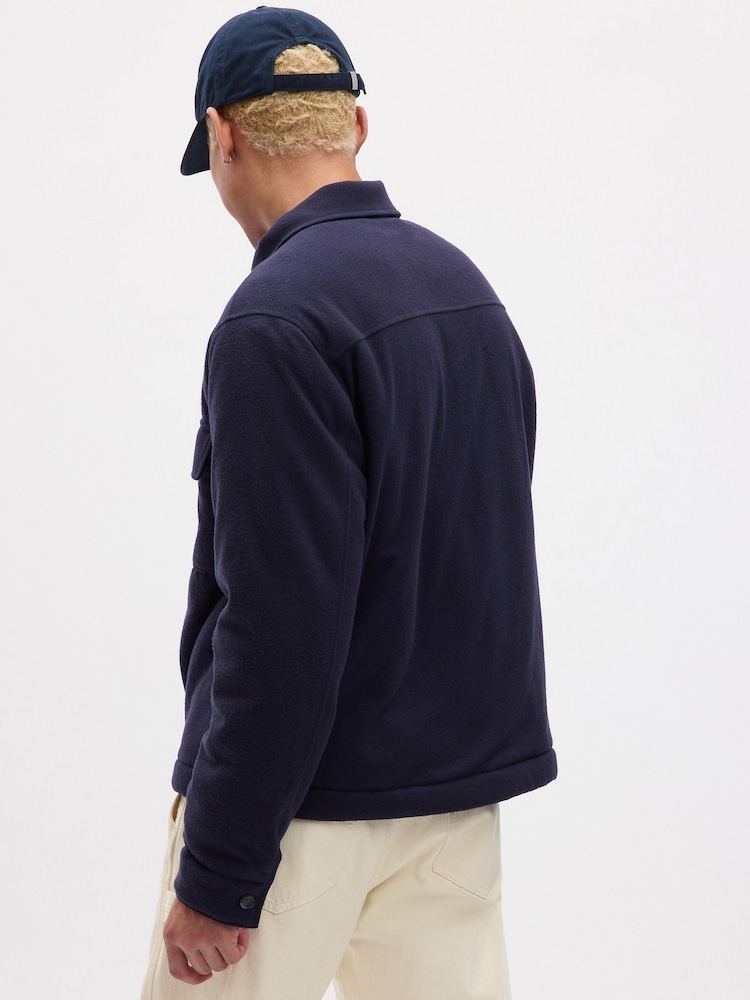 Gap Navy Blue Fleece Lined Front Pocket Jacket - Image 2 of 4 Gap Navy Blue Fleece Lined Front Pocket Jacket - Image 2 of 4