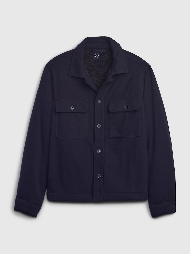 Gap Navy Blue Fleece Lined Front Pocket Jacket - Image 4 of 4 Gap Navy Blue Fleece Lined Front Pocket Jacket - Image 4 of 4