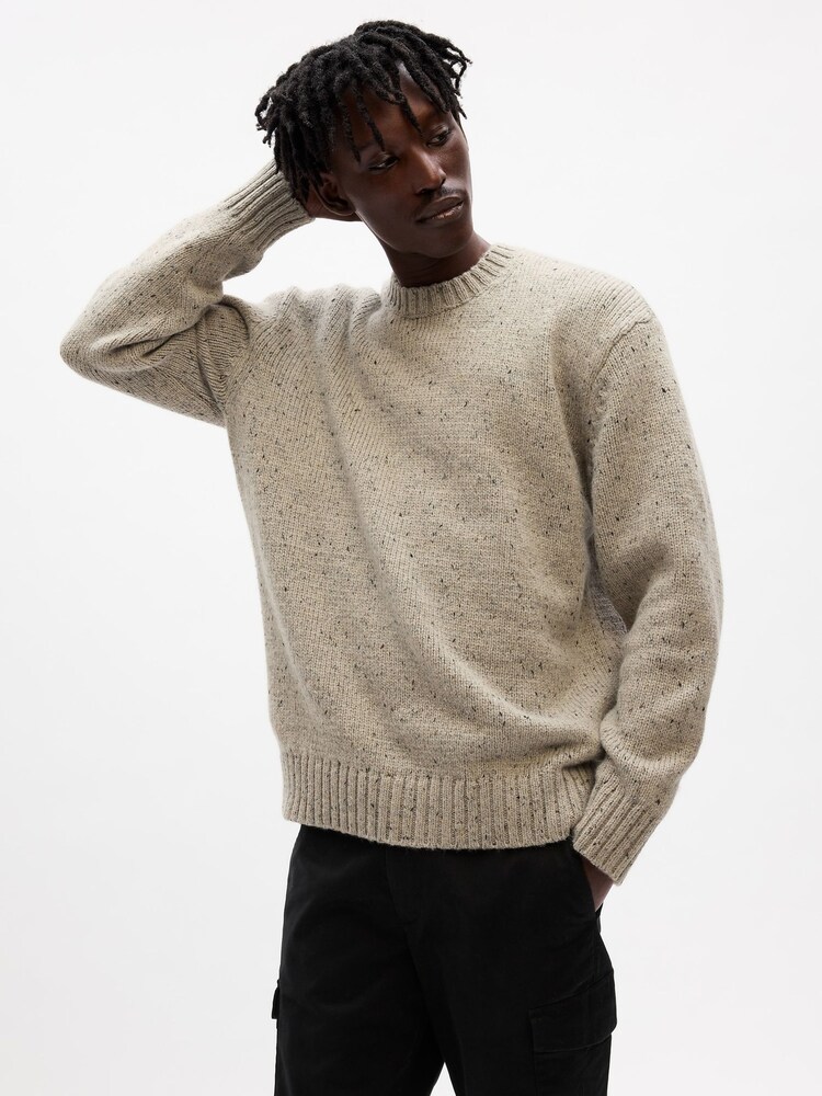 Gap Beige Recycled Donegal Crew Neck Jumper - Image 1 of 4 Gap Beige Recycled Donegal Crew Neck Jumper - Image 1 of 4