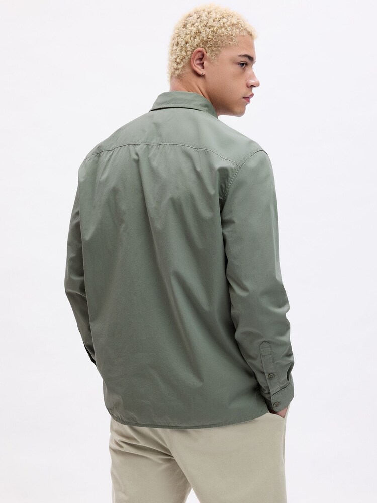Gap Green Poplin Long Sleeve Shirt - Image 2 of 4