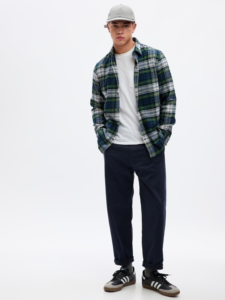 Gap Green/White Organic Cotton Tartan Flannel Long Sleeve Shirt - Image 1 of 1