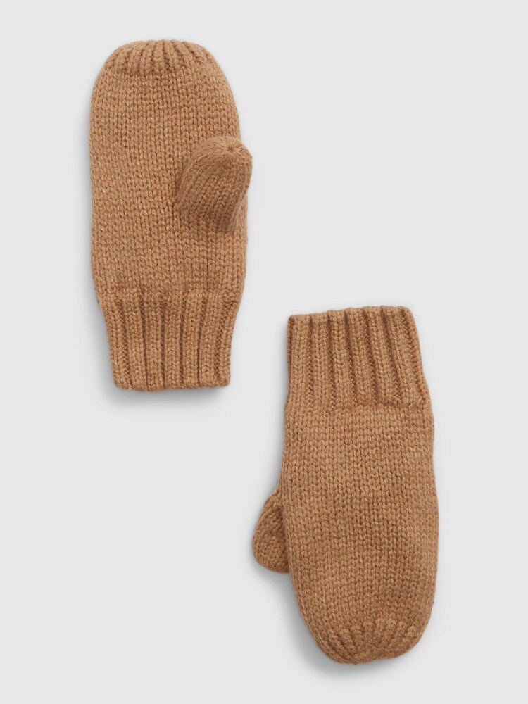 Gap Brown Chunky Knit CashSoft Mittens - Image 1 of 1