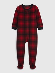 Gap Red & Black Check Print Pyjama Footed Toddler Sleepsuit - Image 1 of 2