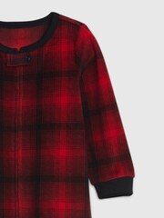 Gap Red & Black Check Print Pyjama Footed Toddler Sleepsuit - Image 2 of 2