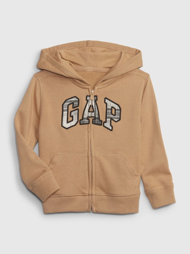 Gap Brown Plaid Logo Zip Up Hoodie (12mths-5yrs) - Image 1 of 1 Gap Brown Plaid Logo Zip Up Hoodie (12mths-5yrs) - Image 1 of 1