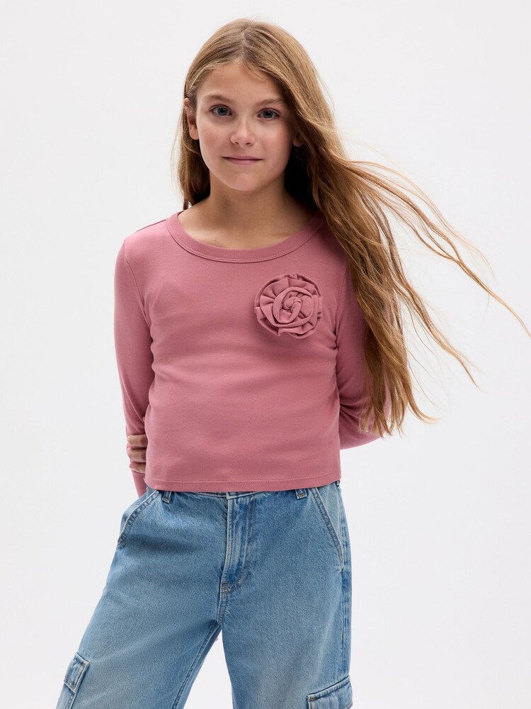 Gap Pink Organic Cotton Graphic Long Sleeve T-Shirt - Image 1 of 4