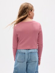 Gap Pink Organic Cotton Graphic Long Sleeve T-Shirt - Image 2 of 4
