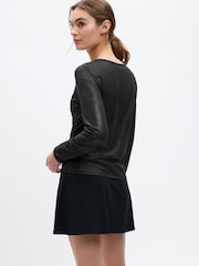 Gap Black Shimmer CoolDry Fitted Long Sleeve Scoop Neck T-Shirt - Image 2 of 2