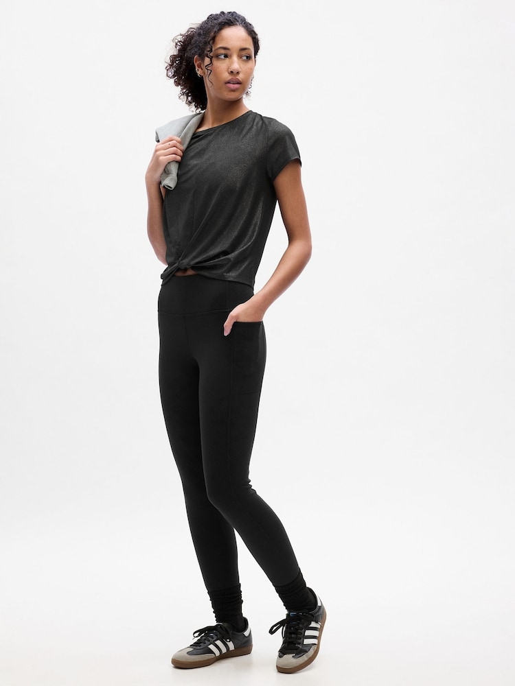 Gap Black Cool Dry Twist Front Short Sleeve Crew Neck T-Shirt - Image 1 of 4