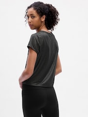 Gap Black Cool Dry Twist Front Short Sleeve Crew Neck T-Shirt - Image 2 of 4