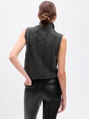 Grau - Gap Ärmelloser Rollkragenpullover mit Zopfmuster - Bild 2 von 4