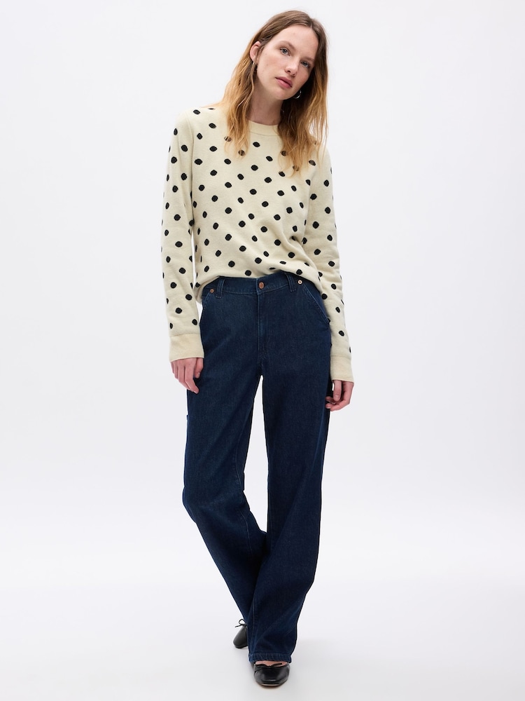 Gap Cream CashSoft Cotton Mix Crew Neck Jumper - Image 1 of 2