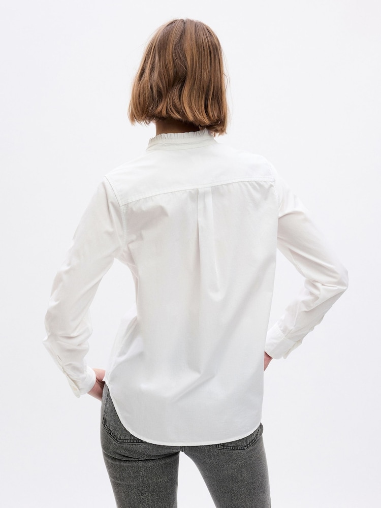 Gap White Organic Cotton Jeweled Buttoned Shirt - Image 2 of 4