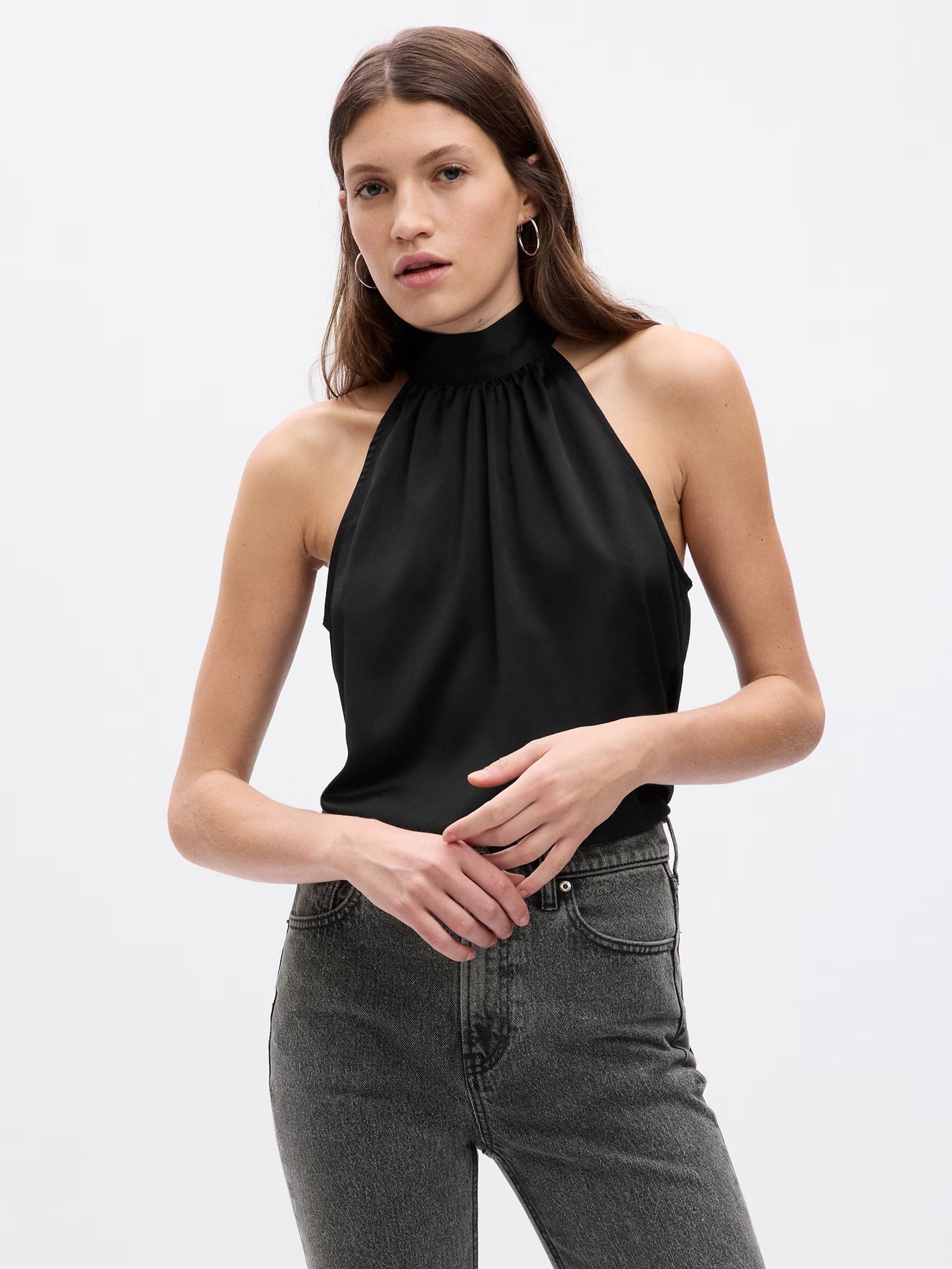 Buy Gap Black Satin Halter Neck Top from Next Ireland