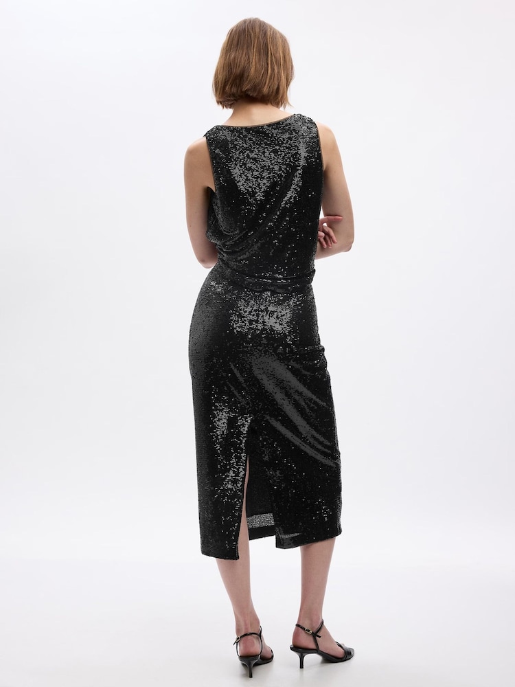 Gap Black Sequin Midi Pencil Skirt - Image 2 of 6