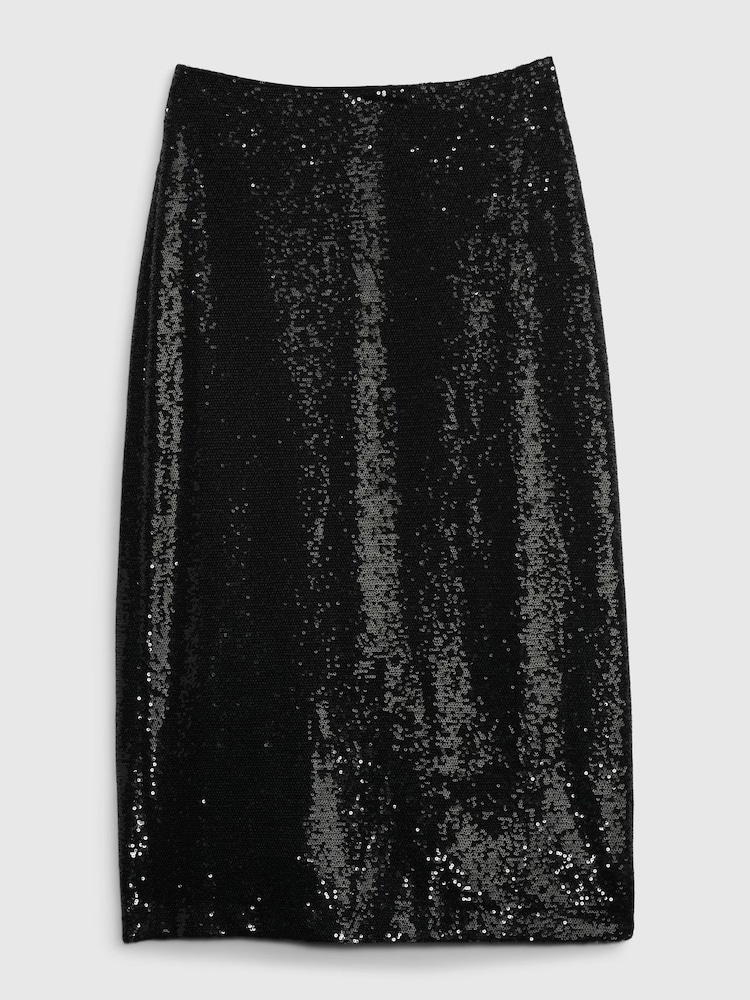 Gap Black Sequin Midi Pencil Skirt - Image 6 of 6