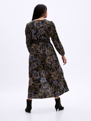 Gap Black Floral Smocked V Neck Maxi Dress - Image 2 of 5