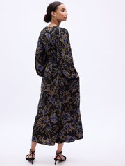 Gap Black Floral Smocked V Neck Maxi Dress - Image 4 of 5