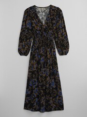 Gap Black Floral Smocked V Neck Maxi Dress - Image 5 of 5