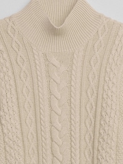 Gap Cream Relaxed Cable Knit Mock Neck Jumper - Image 4 of 4
