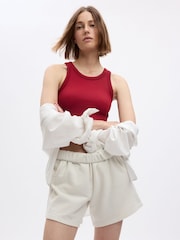 Gap Red Seamless Rib Cropped Halter Vest - Image 1 of 2