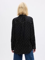 Gap Black/White Satin Long Sleeve Shirt - Image 2 of 2