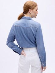 Gap Medium Wash Blue Slim Fit Denim Western Shirt - Image 2 of 2
