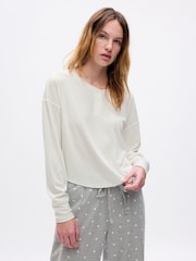 Gap White Ribbed Henley Long Sleeve Pyjama Top - Image 1 of 1