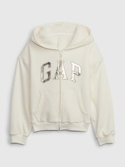Gap Cream Sherpa Fleece Metallic Logo Hoodie (4-13yrs) - Image 1 of 1