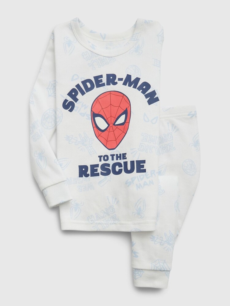 Gap White Marvel Spider-Man Organic Cotton Long Sleeve Pyjama Set (12mths-5yrs) - Image 1 of 2
