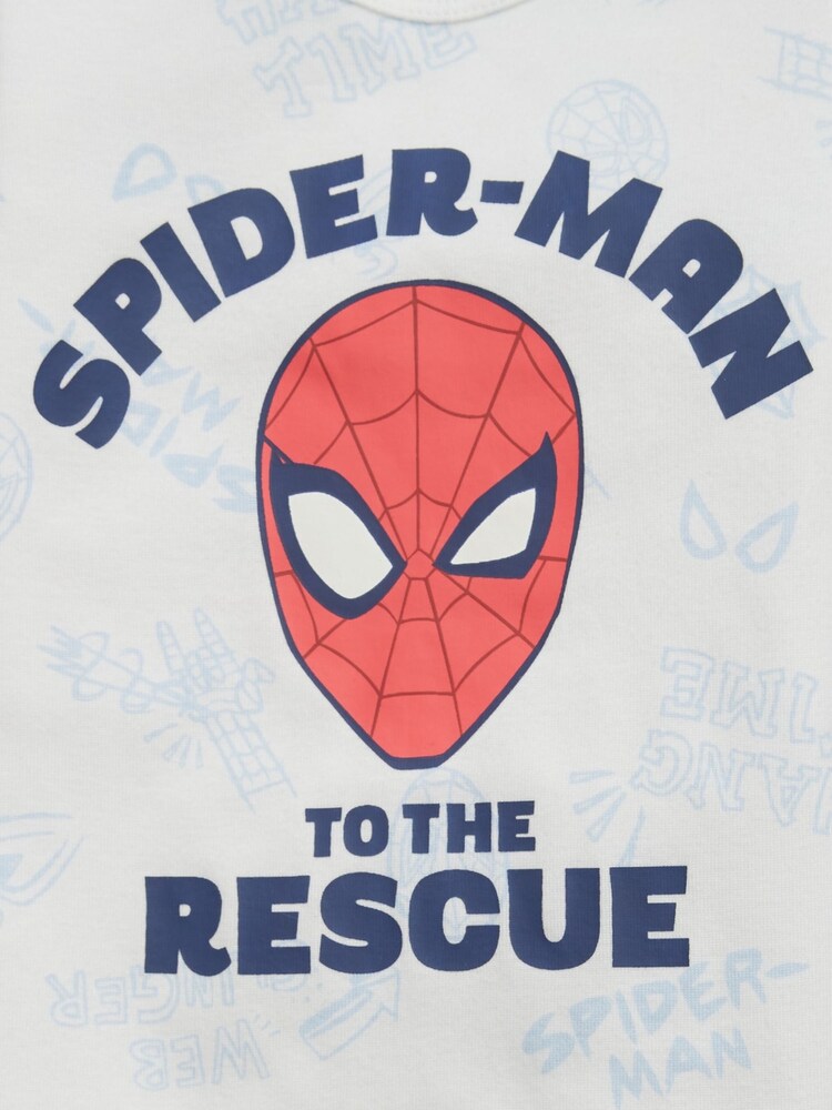 Gap White Marvel Spider-Man Organic Cotton Long Sleeve Pyjama Set (12mths-5yrs) - Image 2 of 2