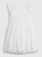 Gap White Cotton Eyelet Flutter Sleeve Baby Dress (Newborn-5yrs) - Image 1 of 1