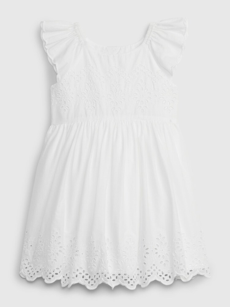 Gap White Cotton Eyelet Flutter Sleeve Baby Dress (Newborn-5yrs) - Image 1 of 1