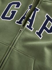 Gap Khaki Green Logo Fleece Lined Zip Through Hoodie (4-13yrs) - Image 3 of 3