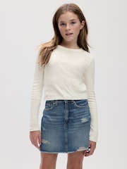 Gap White Butterfly GraphicvLong Sleeve Crew Neck T-Shirt (4-13yrs) - Image 1 of 1