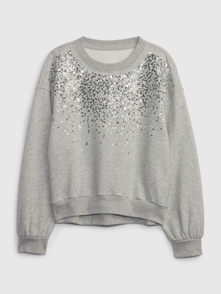 Gap Grey Sequin Crew Neck Long Sleeve Sweatshirt (4-13yrs) - Image 1 of 1 Gap Grey Sequin Crew Neck Long Sleeve Sweatshirt (4-13yrs) - Image 1 of 1